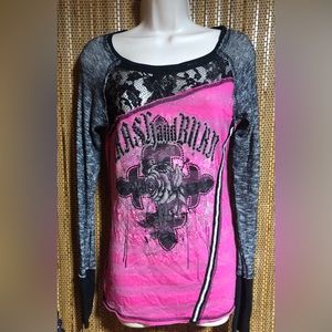 Women’s Buckle Affliction Crash and Burn Ladies Top. Size Small
